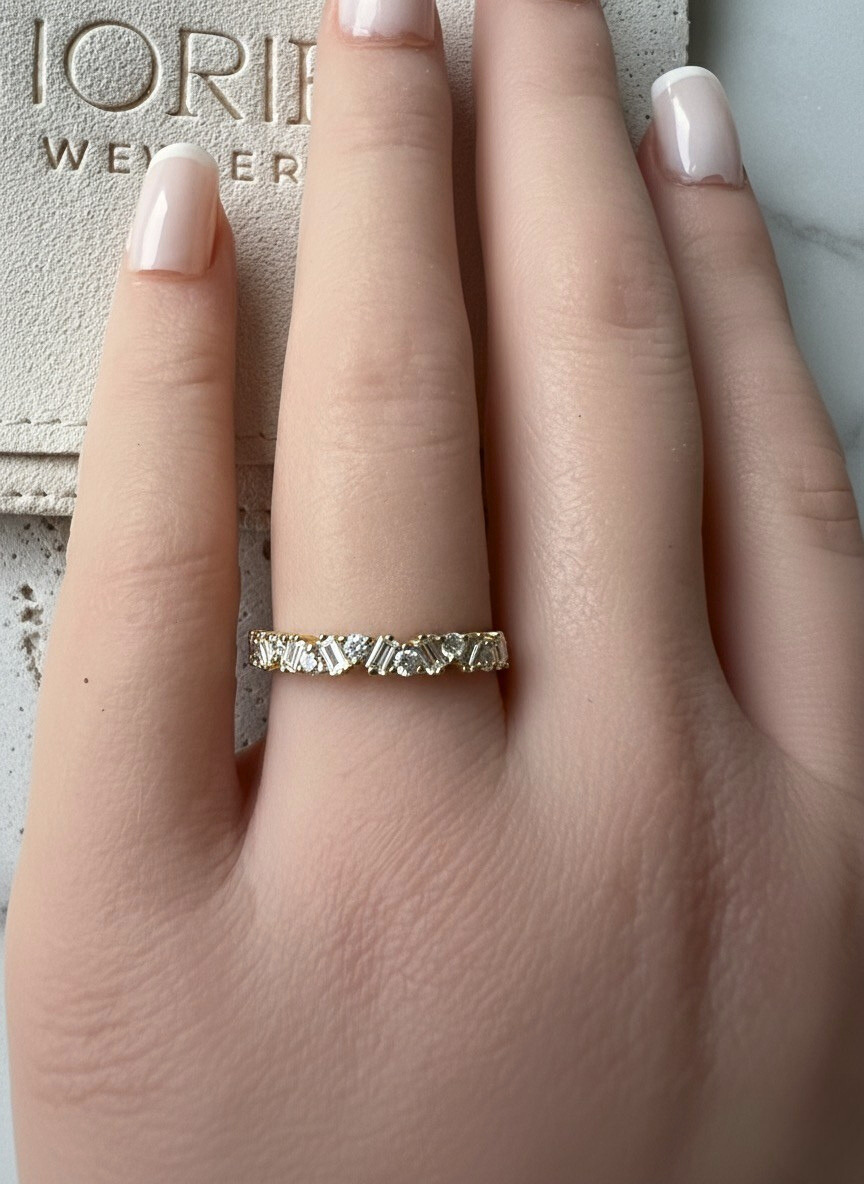 Signature Amina 2.5mm Moissanite Mosaic Half Eternity Band image 1