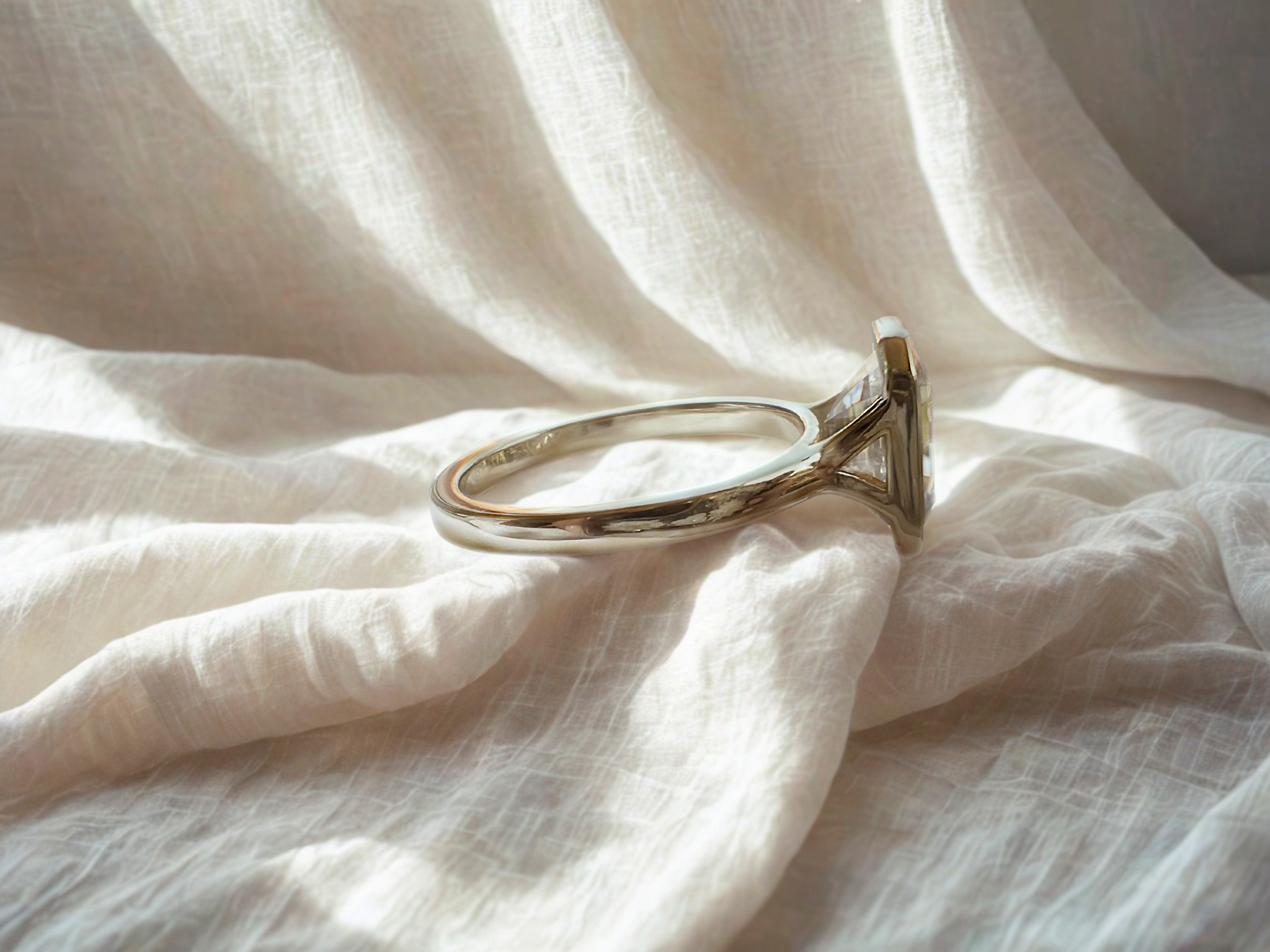 Signature Bella 3ct Moissanite Emerald Cut Bezel Ring image 2