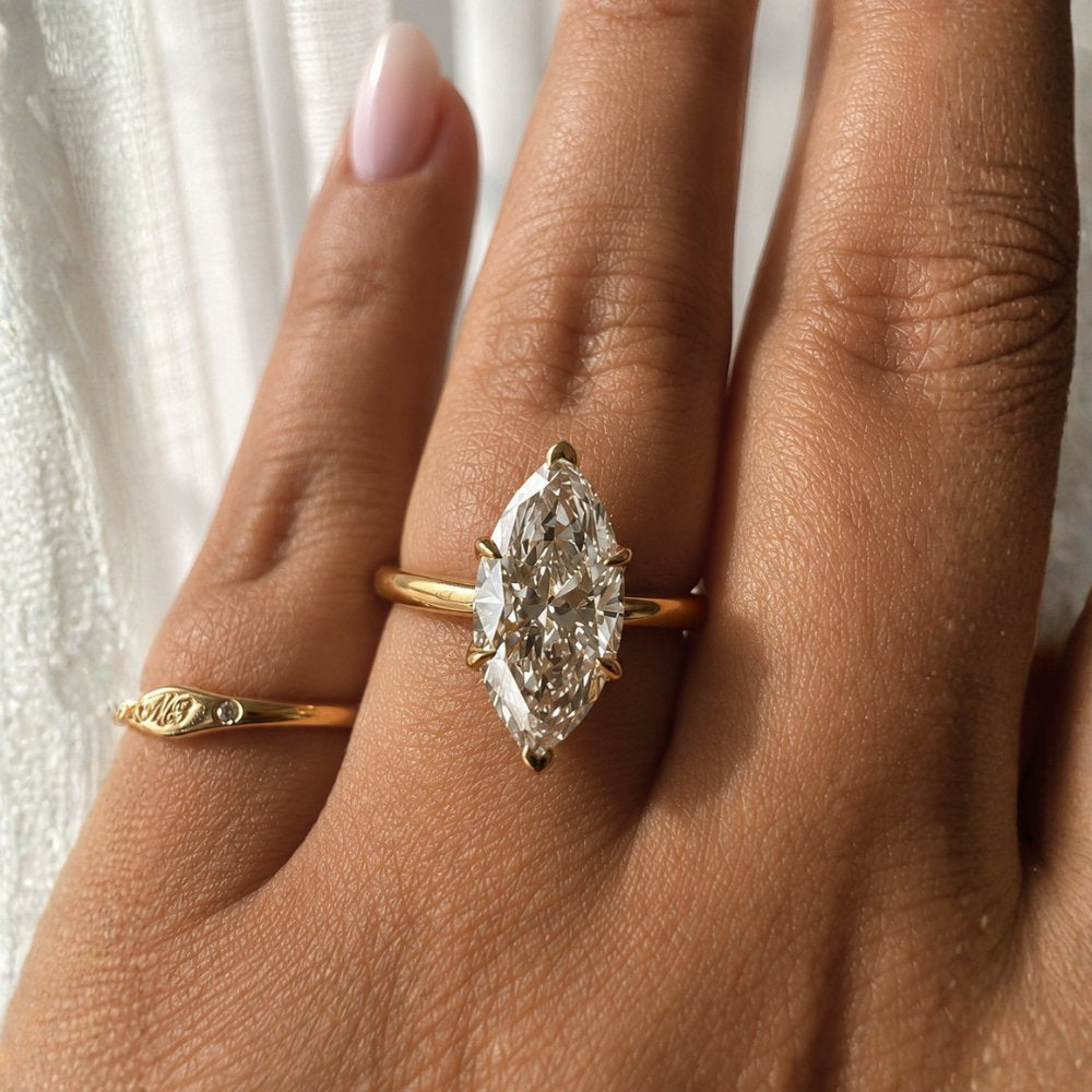 Maeve 3ct Marquise Cut Cathedral Tulip Basket Ring - M&F Series image 1