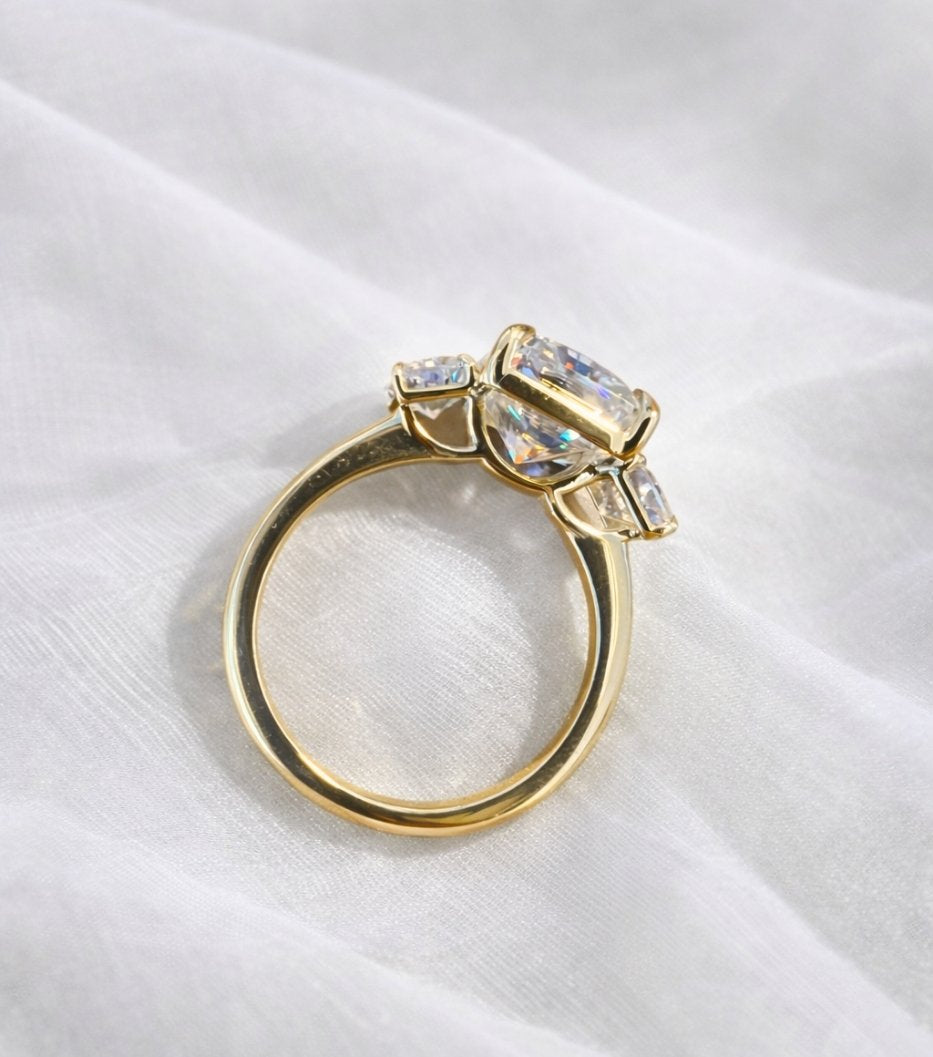 Emilia 6.6CTW Radiant Cut Trilogy Ring - M and F Series image 9