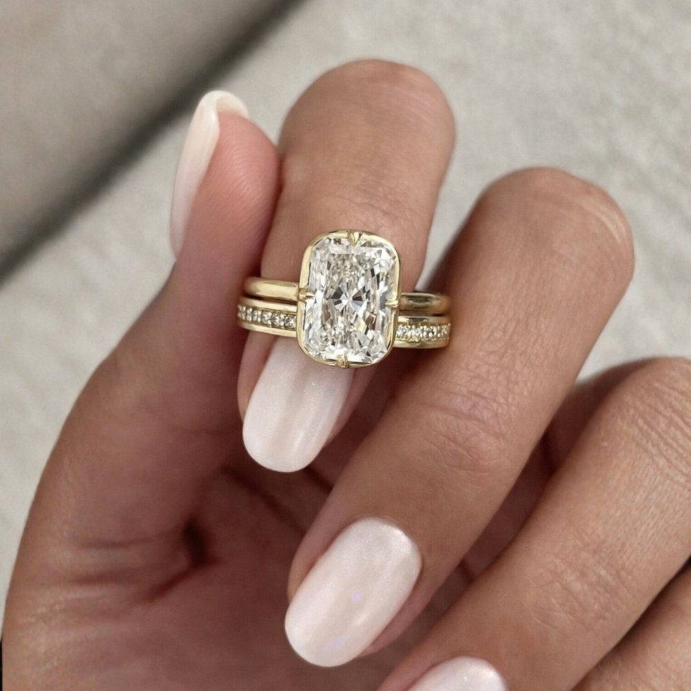 Signature Zara 3ct Radiant Cut Georgian Bezel Ring image 3