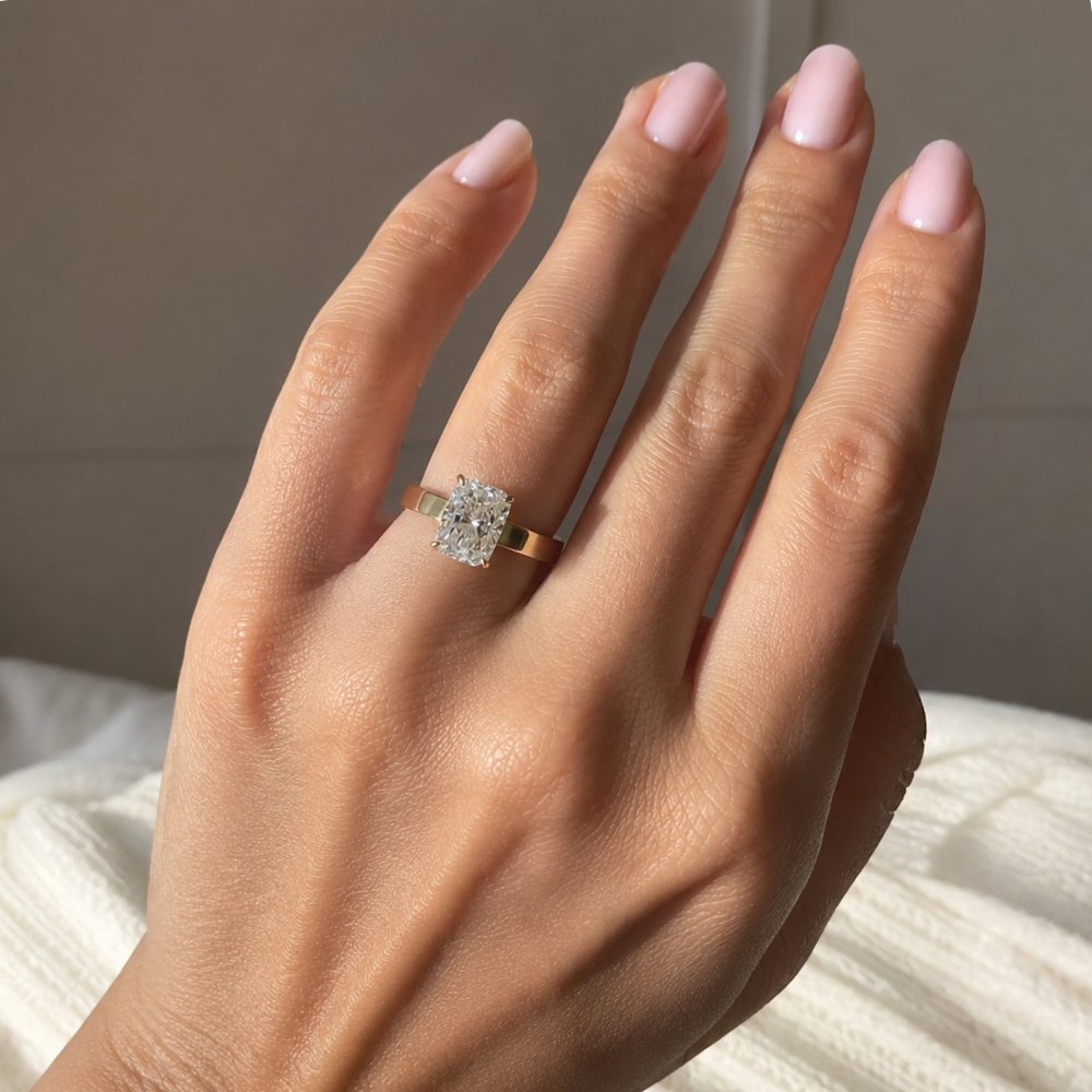 Signature Camille 3.5ct Elongated Cushion Cut 4mm Flat Cigar Band Ring image 2