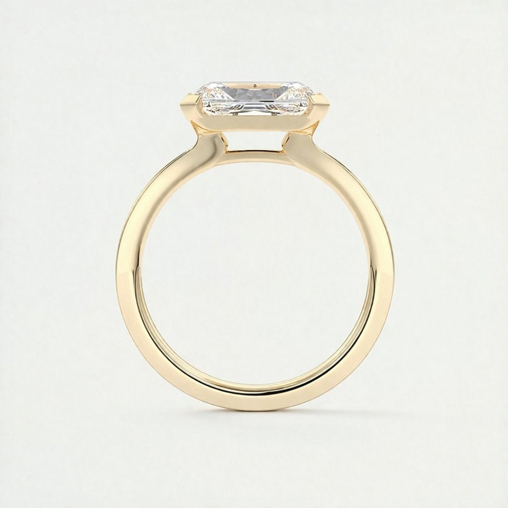 Signature Geo East West Half Bezel Radiant Cut 1.5-2ct Moissanite Ring image 5