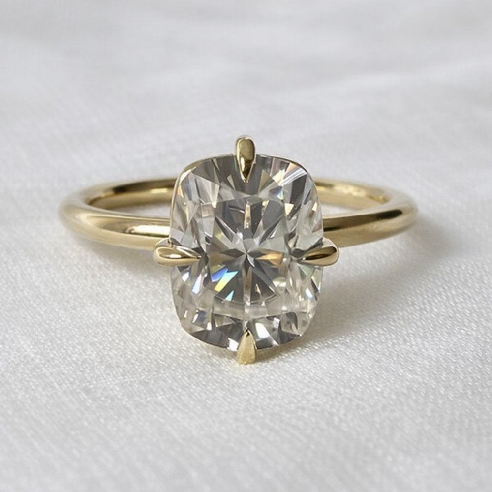 Lizzi 3ct Elongated Cushion Compass Prong Engagement Ring - M and F Series image 7