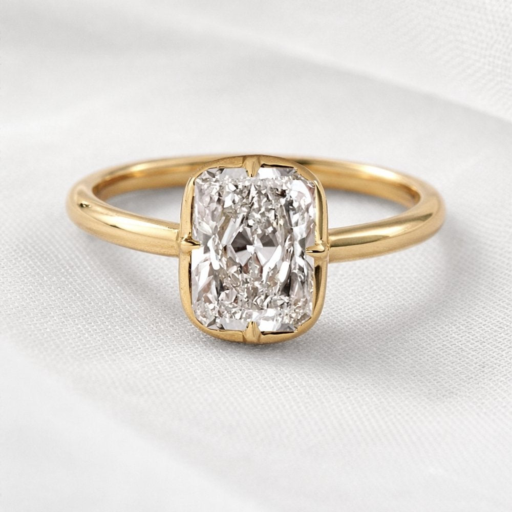 Signature Zara 3ct Radiant Cut Georgian Bezel Ring image 5