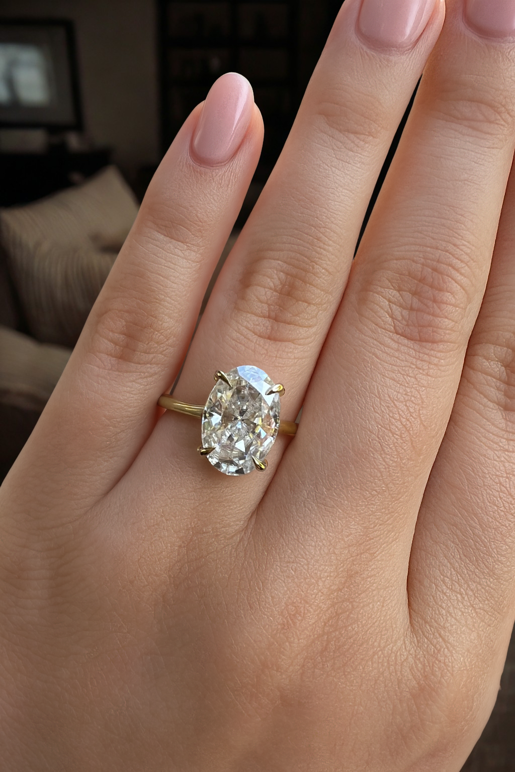 Signature Ophelia Oval Cut 4ct Solitaire Ring image 1