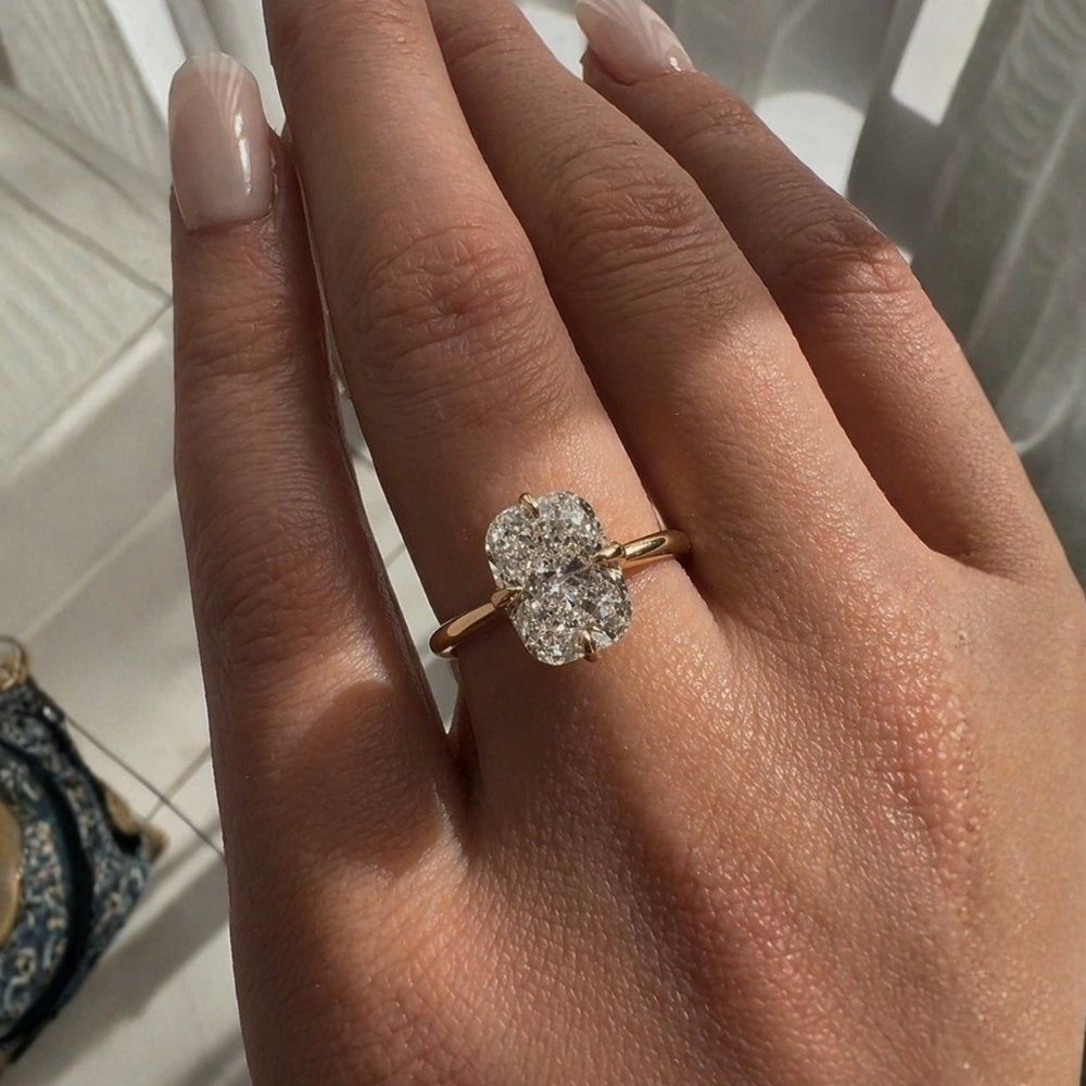 Athena 3ct Elongated Cushion Cut Tulip Setting Ring - M and F Series image 1
