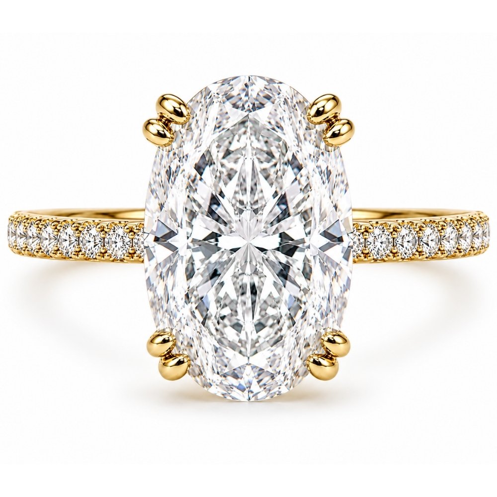 Signature Hannah Pave 4ct Oval Cut Hidden Halo Ring image 4