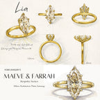 Lia 3ct Champagne Moissanite Marquise Cut Tulip Setting Ring - M & F Series image 7
