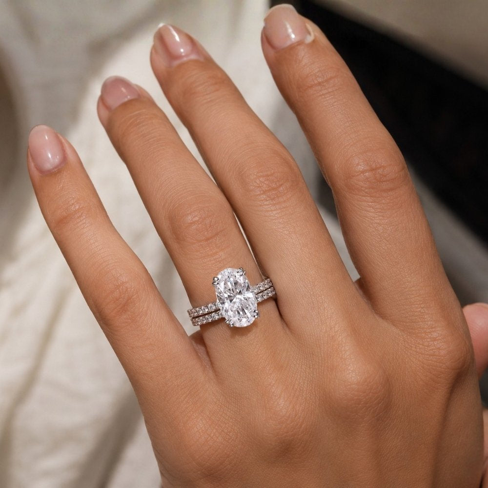 Signature Hannah Pave 4ct Oval Cut Hidden Halo Ring image 1