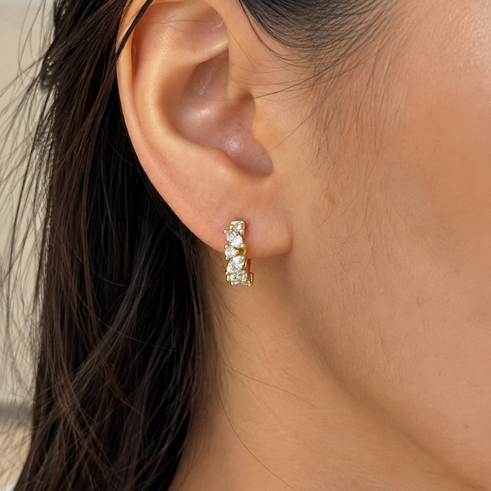 Natty 0.8CTW Marquise and Round Lab Diamond Huggie Earrings