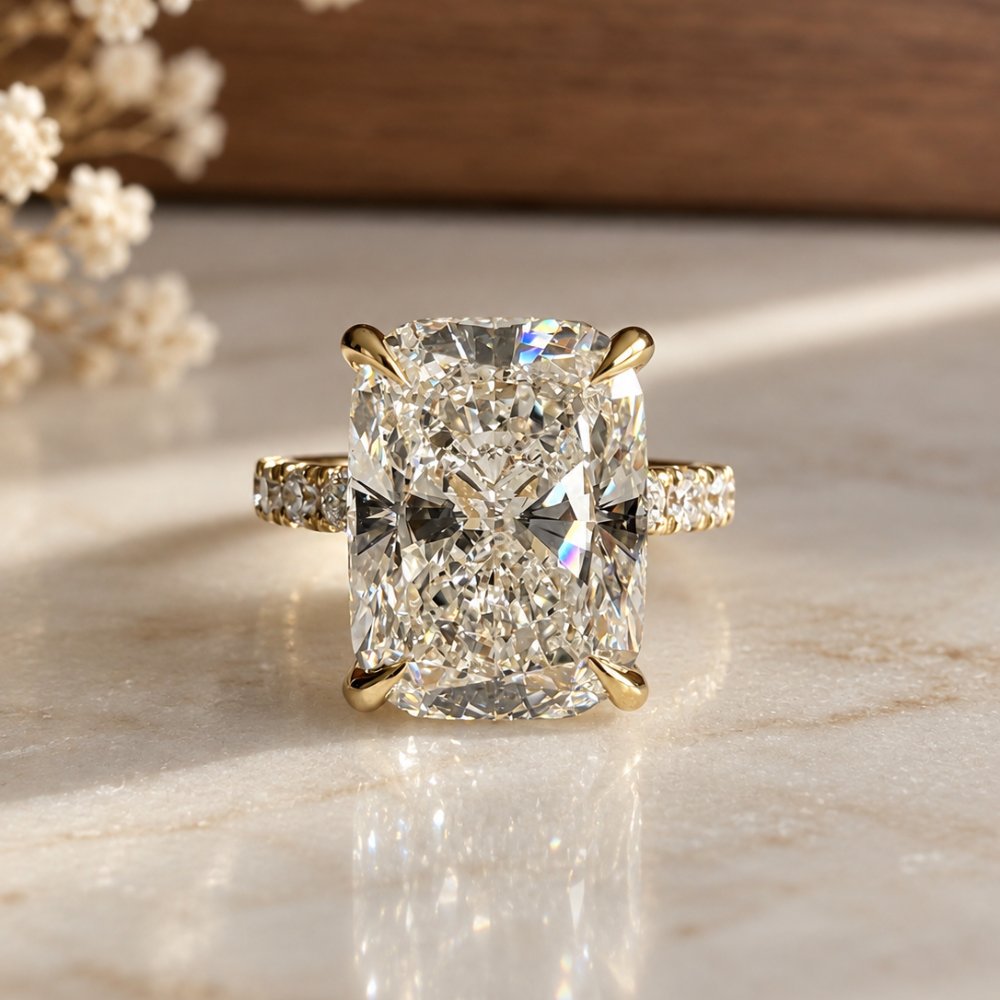 Serena 5ct Elongated Cushion Pave Ring