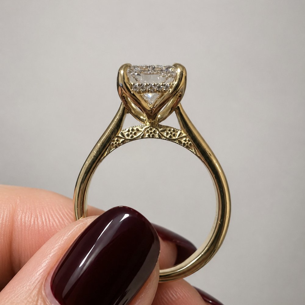 Flavia 4-4.5ct Radiant Engraved Ring