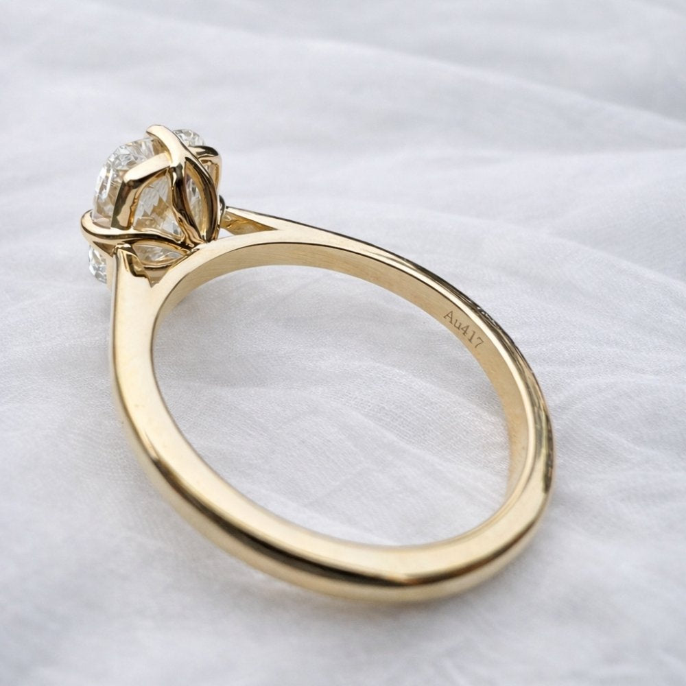Athena 3ct Elongated Old Mine Cushion Cut Tulip Setting Ring - M and F Series image 4