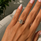 Athena 3ct Elongated Old Mine Cushion Cut Tulip Setting Ring - M and F Series image 7