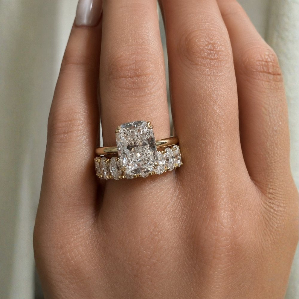 Signature Catherine 3ct Elongated Cushion Cut Cathedral Setting Ring image 8