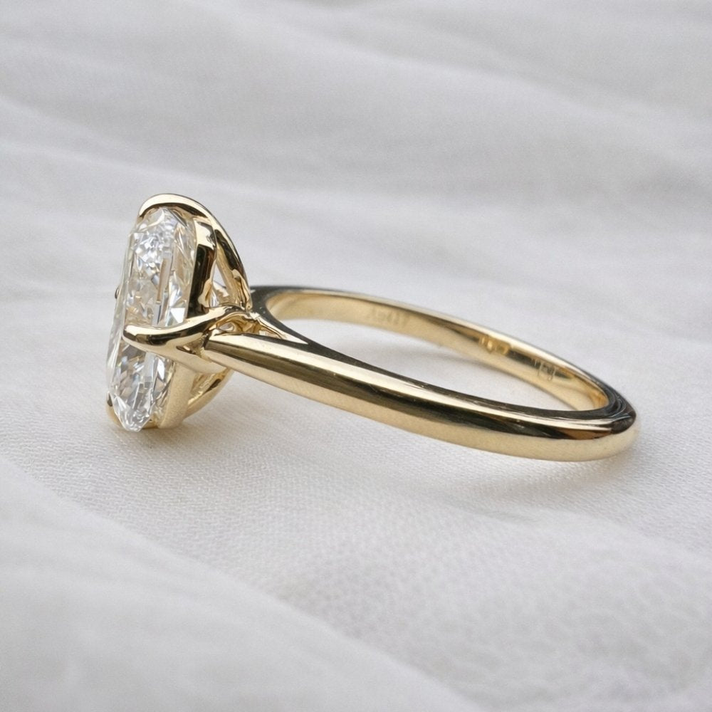 Athena 3ct Elongated Old Mine Cushion Cut Tulip Setting Ring - M and F Series image 3
