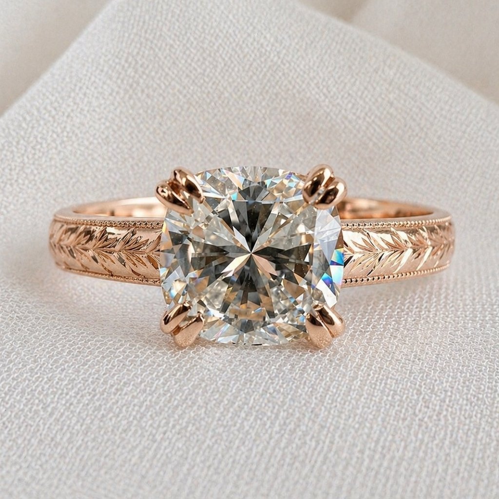 Deborah 2ct Cushion Cut Textured Ring - M and F Series image 8