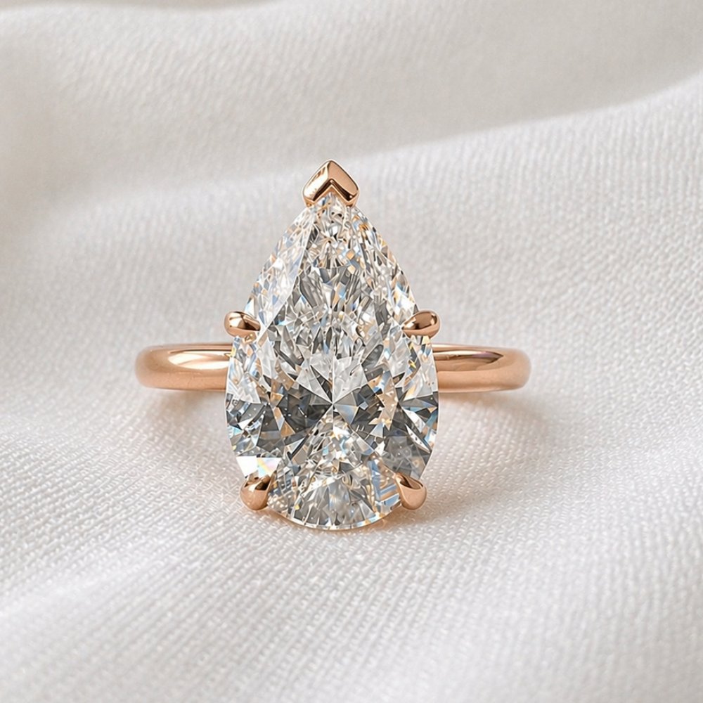 Elsa 3ct Pear Cut Hidden Halo Tulip Setting Ring - M&F Series image 8