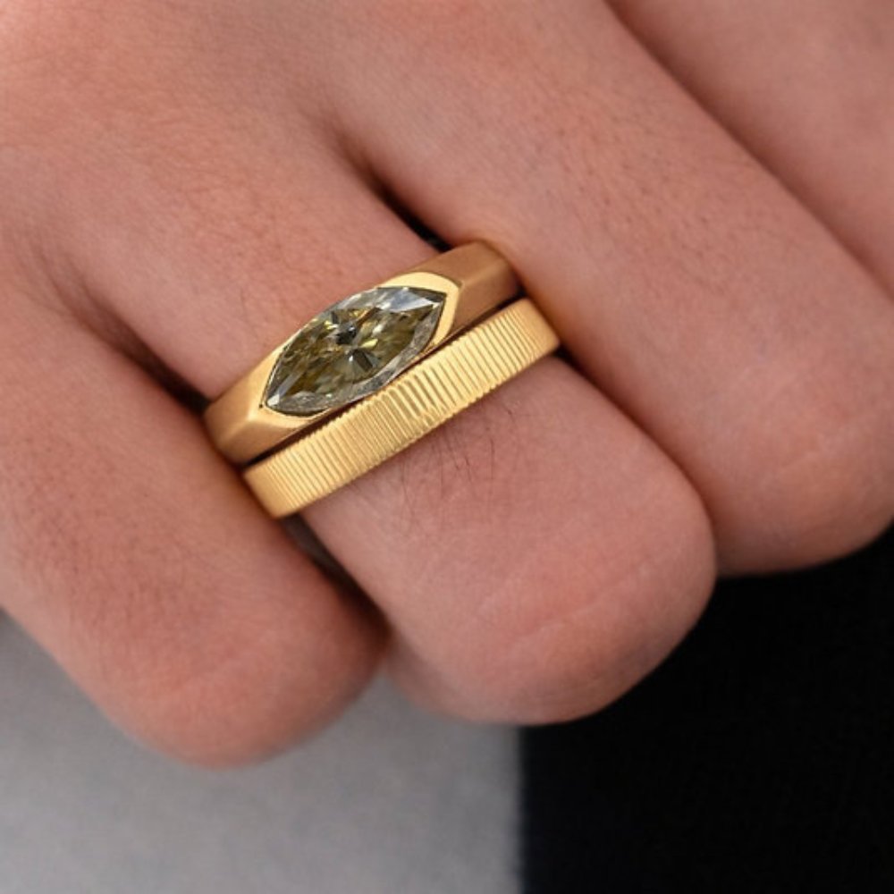 Nathan 1ct Marquise Cut Unisex Ring - M and F Series image 1