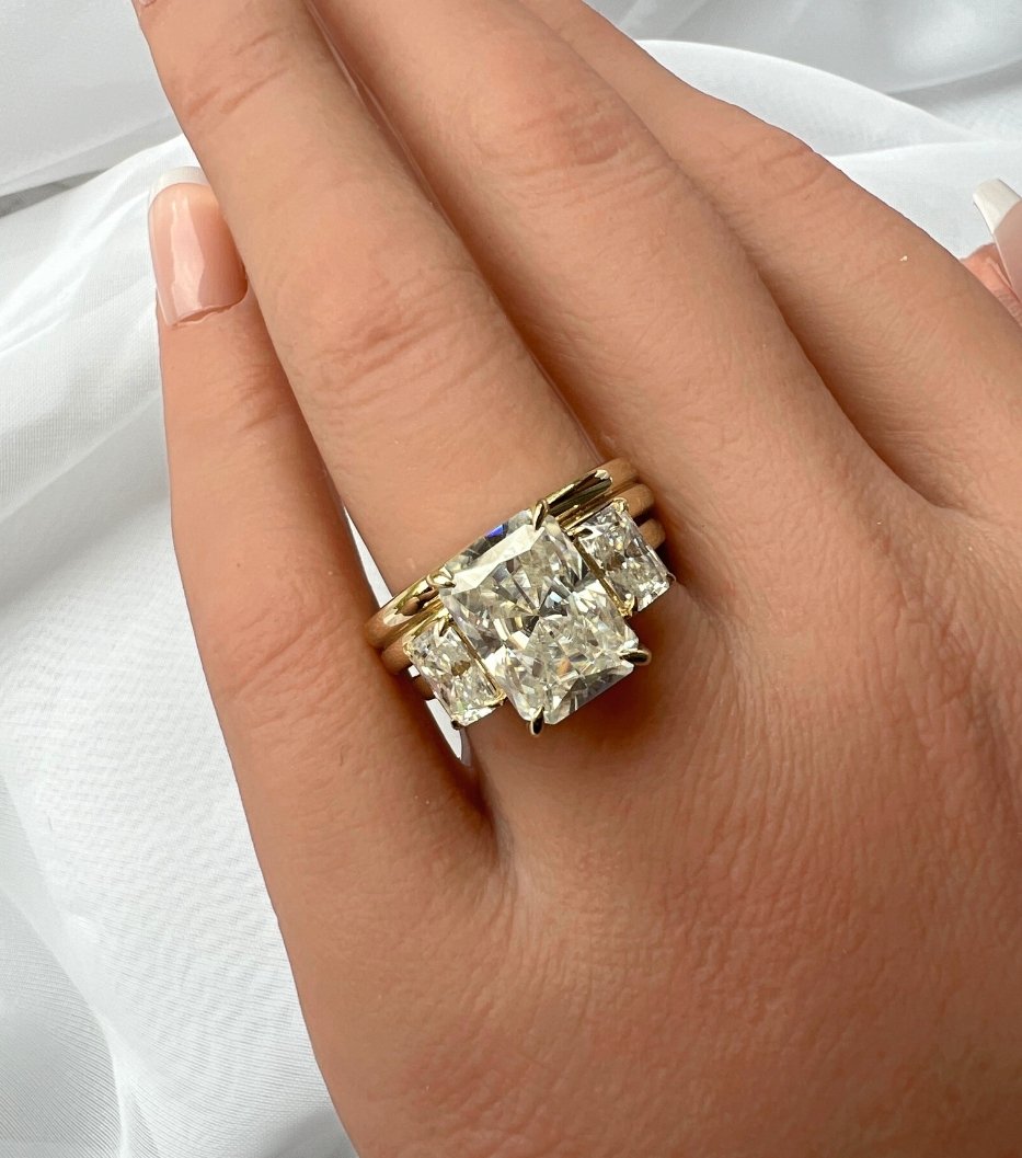 Emilia 6.6CTW Radiant Cut Trilogy Ring - M and F Series image 3