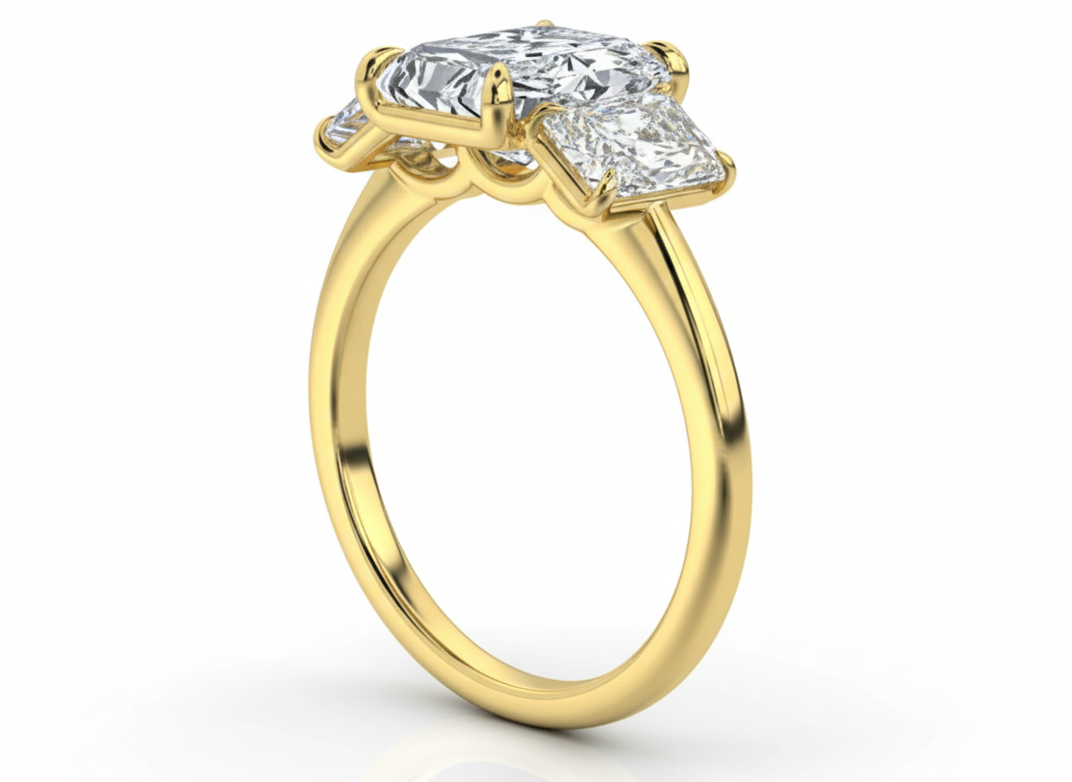 Emilia 6.6CTW Radiant Cut Trilogy Ring - M and F Series image 8