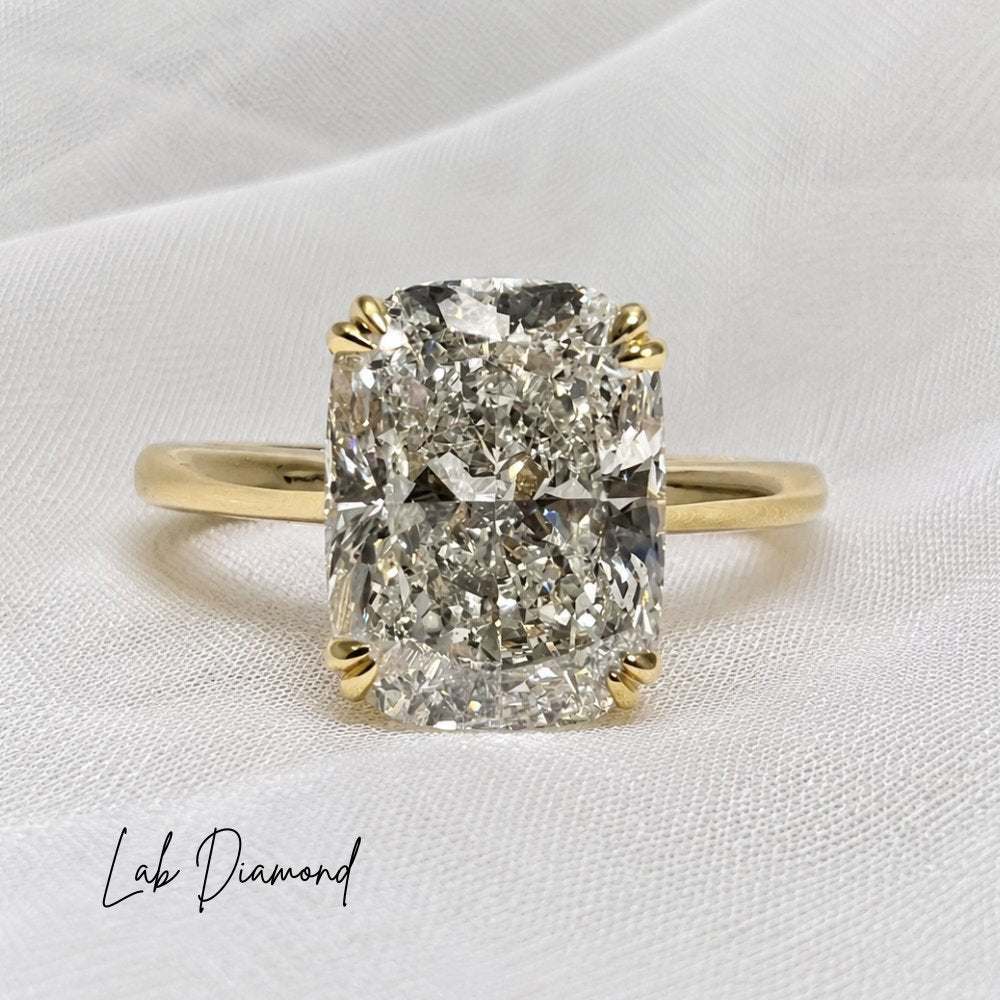 Signature Catherine 3ct Elongated Cushion Cut Cathedral Setting Ring image 2