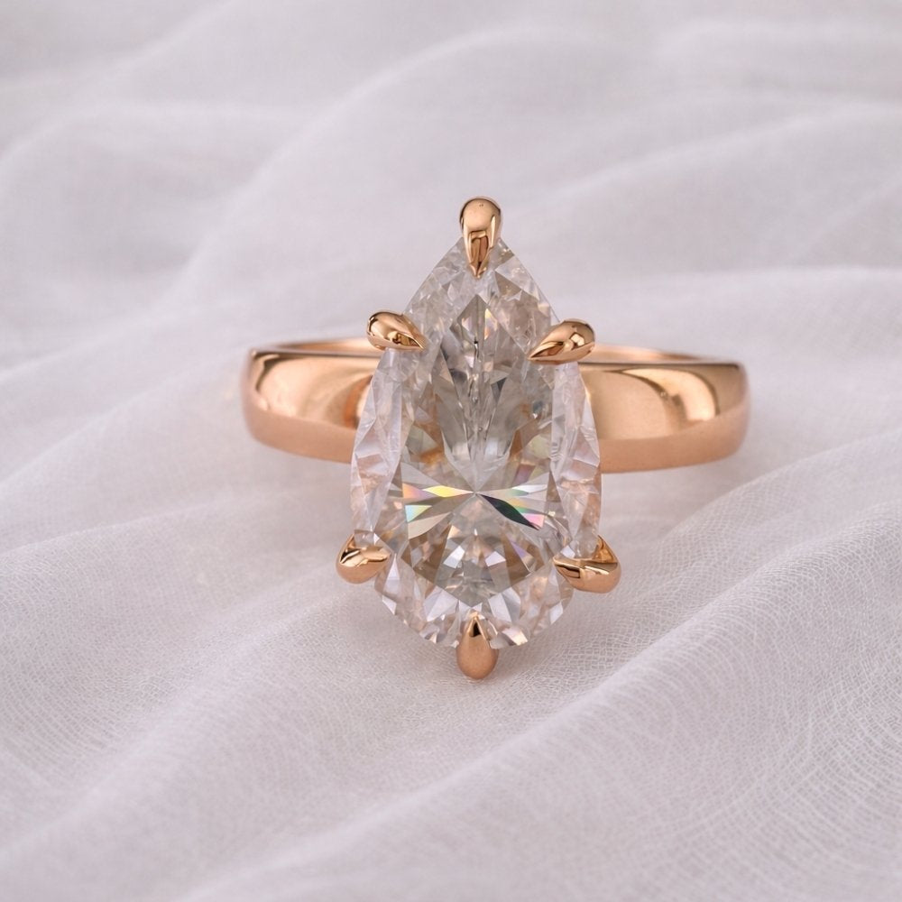 Signature Florie Pear Cut 4mm Dome Band Engagement Ring image 5