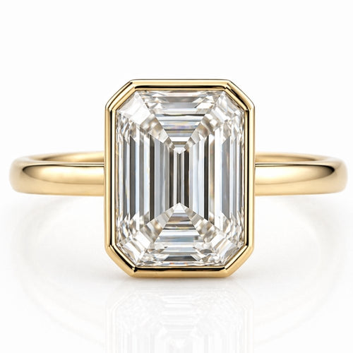 Signature Bella 3ct Moissanite Emerald Cut Bezel Ring image 0
