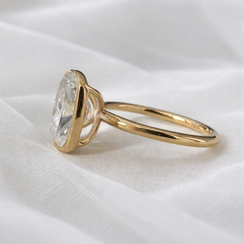 Signature Lola 4ct Elongated Cushion OMC Cut Bezel Set Ring image 4