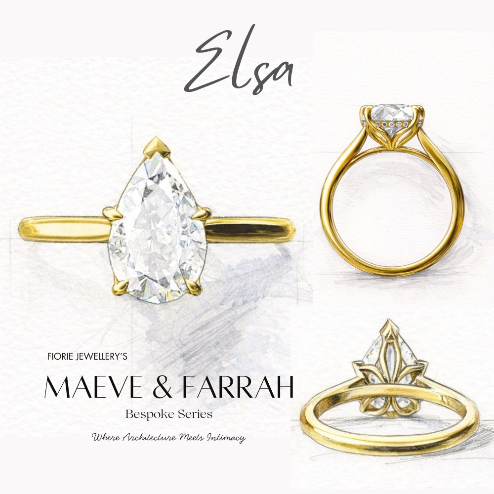 Elsa 3ct Pear Cut Hidden Halo Tulip Setting Ring - M&F Series image 9