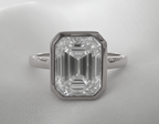 Signature Bella 3ct Moissanite Emerald Cut Bezel Ring image 9