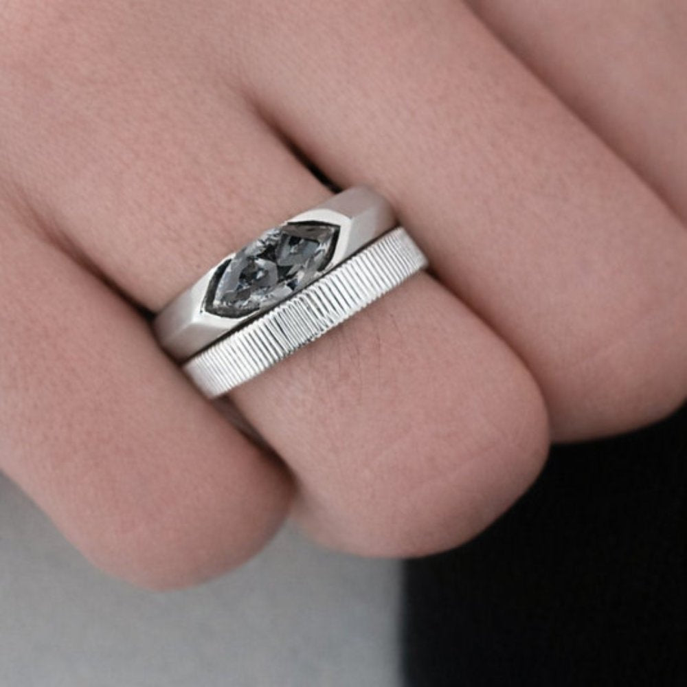 Nathan 1ct Marquise Cut Unisex Ring - M and F Series image 4
