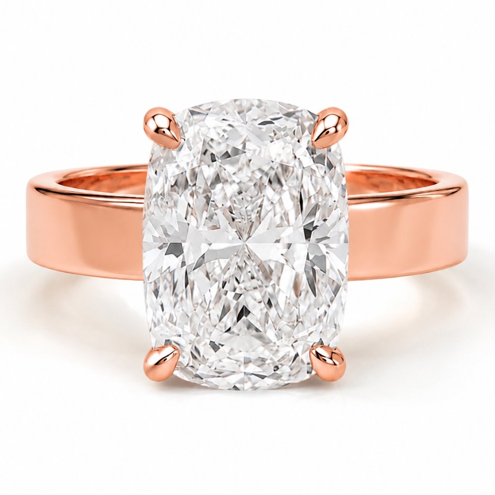 Signature Camille 3.5ct Elongated Cushion Cut 4mm Flat Cigar Band Ring image 4