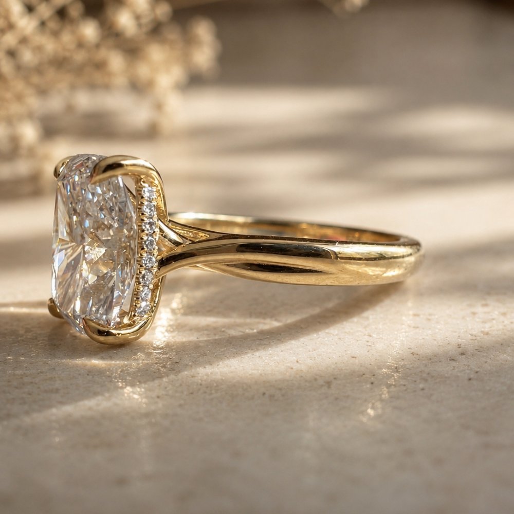 Stacey 3ct Elongated Cushion Trellis Ring
