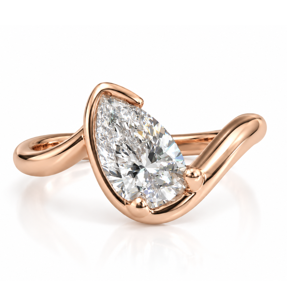 Fifi 0.7ct Pear Lab Diamond Tilted Pinky Ring