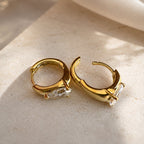 Tina 1CTW Pear Lab Diamond Huggie Earrings