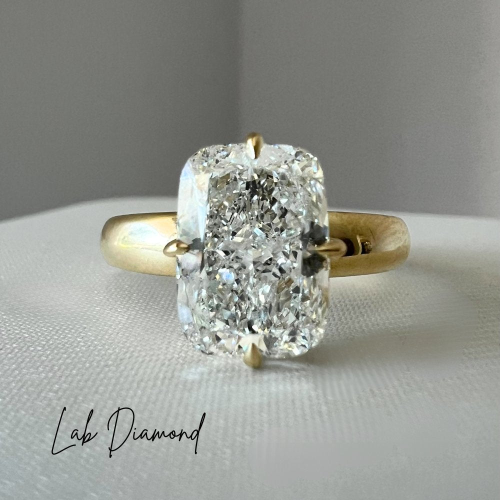 READY TO SHIP - Tanya 3ct Elongated Cushion Tapered Ring