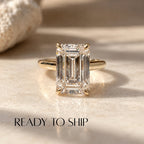 READY TO SHIP - Ellie 3.59ct Emerald Cut Lab Diamond Ring