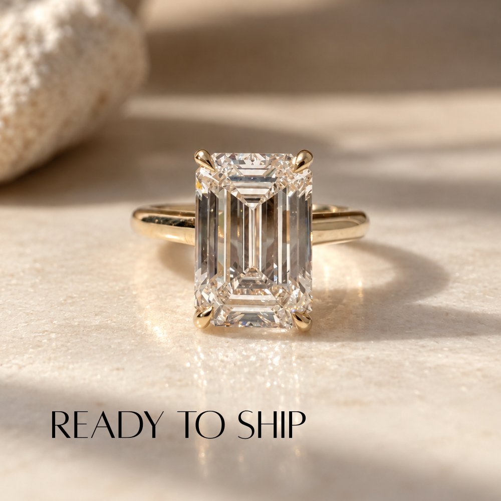 READY TO SHIP - Ellie 3.59ct Emerald Cut Lab Diamond Ring