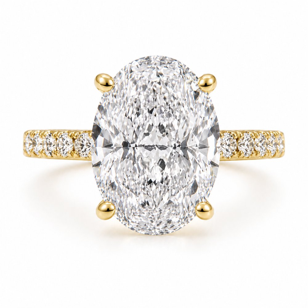Signature Claire 3.5ct Oval Cut V Prong Pave Ring image 8