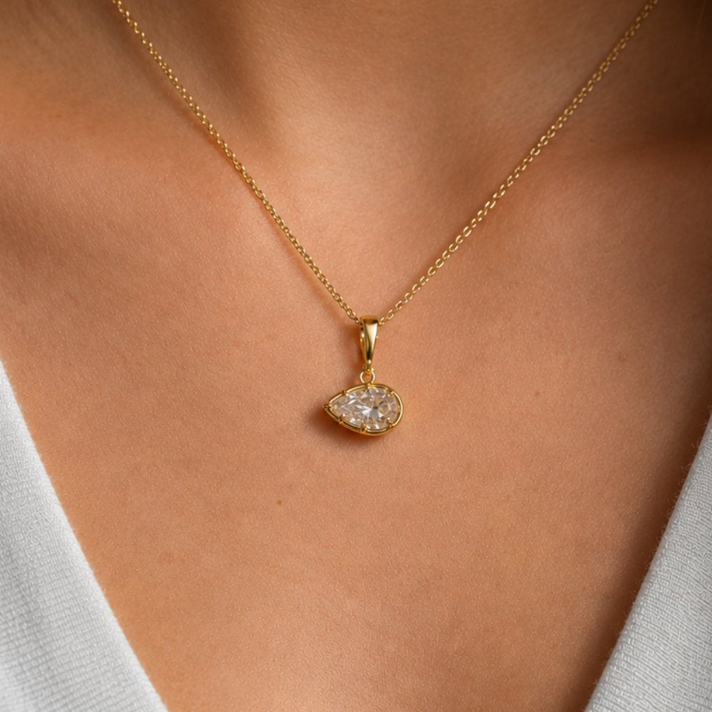 Georgian 3ct Pear East West Pendant image 2