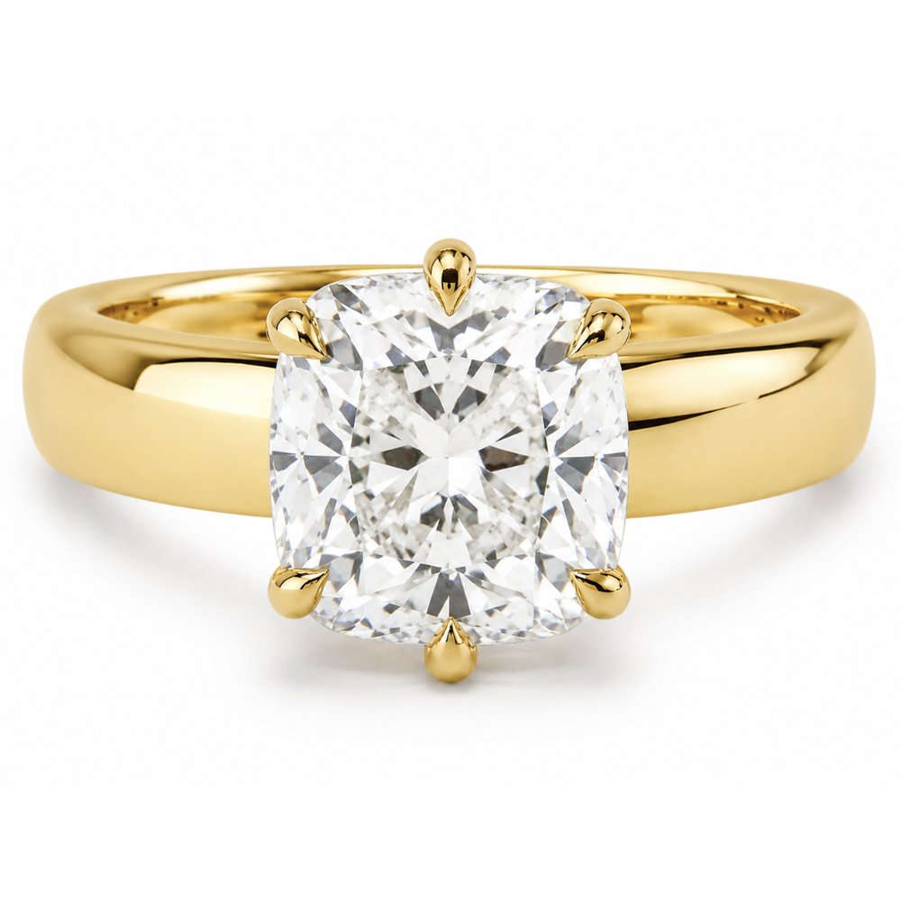 Signature Cressida 3ct Cushion Cut 5mm Wide Band Ring image 0