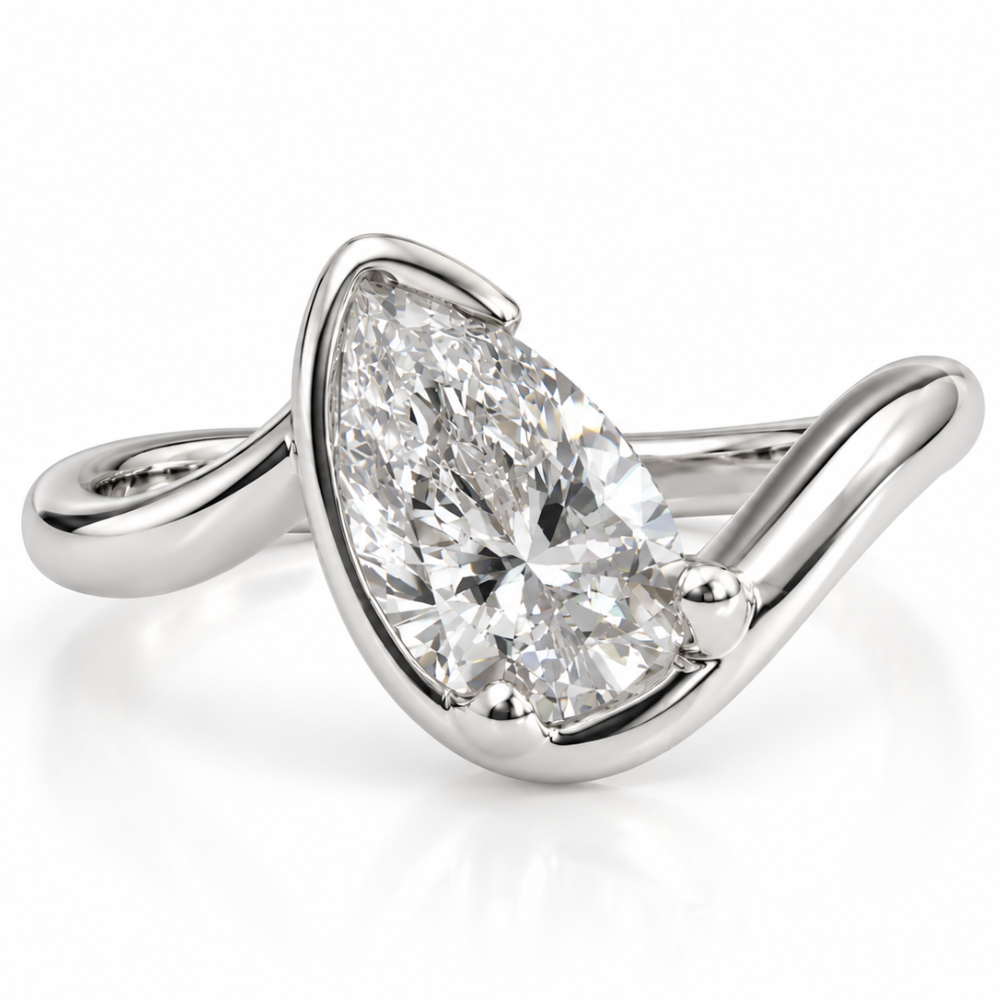 Fifi 0.7ct Pear Lab Diamond Tilted Pinky Ring