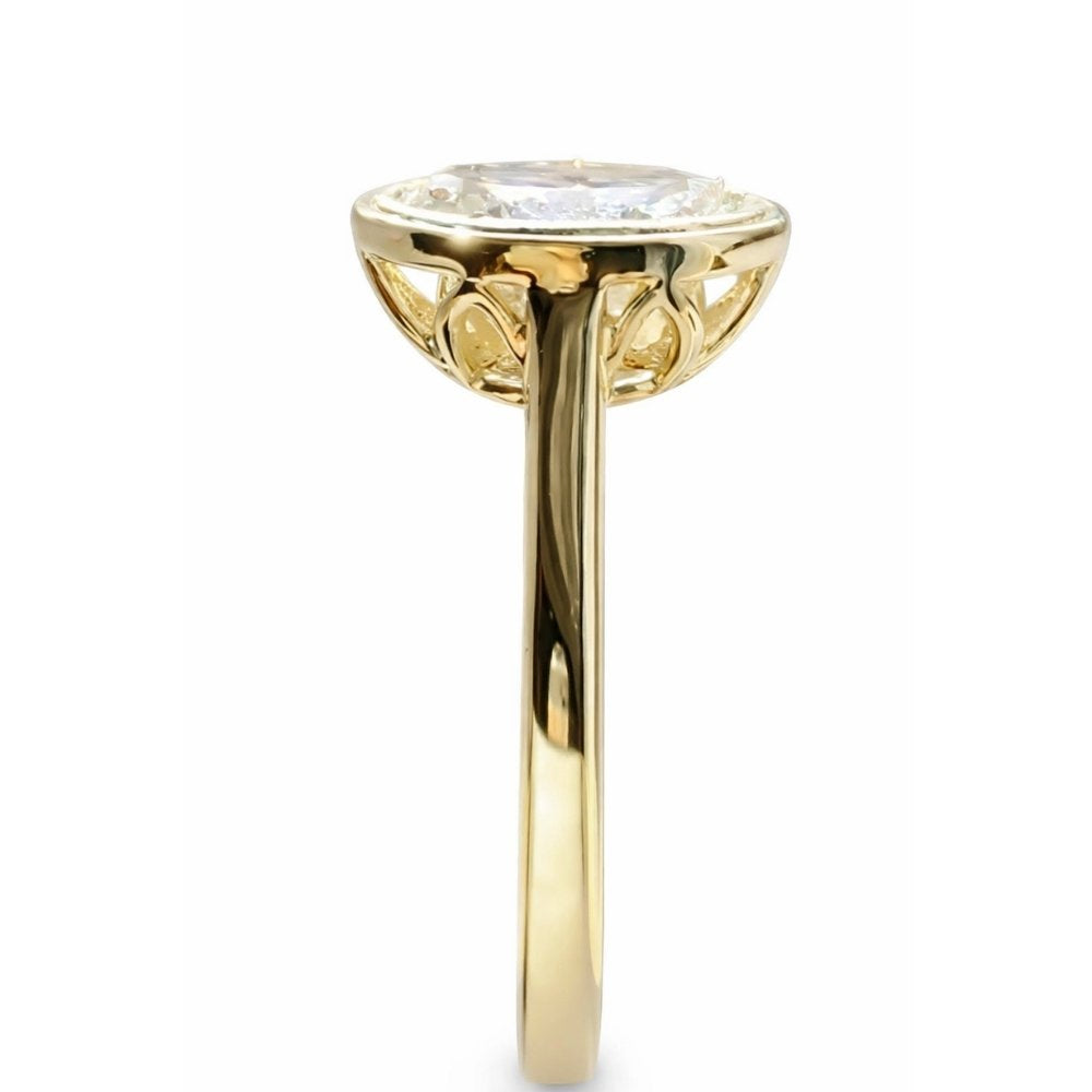 Vivienne 2.5ct Oval Cut Bezel Ring with Milgrain Detail - M & F Series image 7