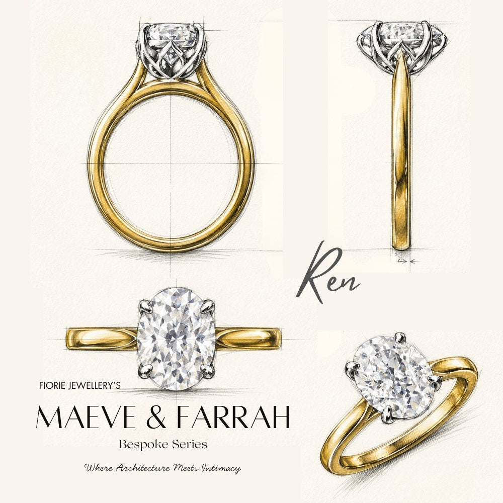 Ren 3-3.5ct Elongated Oval Cut Cathedral Tulip Basket Ring - M&F Series image 8