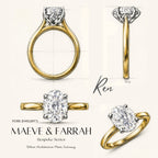 Ren 3-3.5ct Elongated Oval Cut Cathedral Tulip Basket Ring - M&F Series image 8