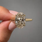 Ren 3-3.5ct Elongated Oval Cut Cathedral Tulip Basket Ring - M&F Series image 2