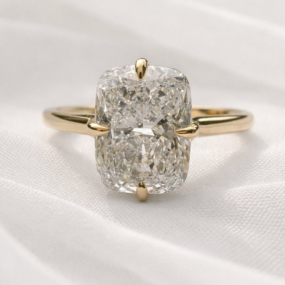 Athena 3ct Elongated Cushion Cut Tulip Setting Ring - M and F Series image 3