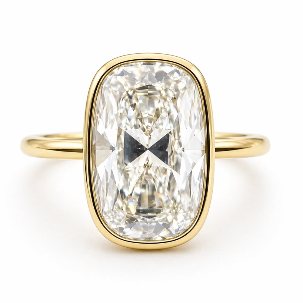 Signature Lola 4ct Elongated Cushion OMC Cut Bezel Set Ring image 0